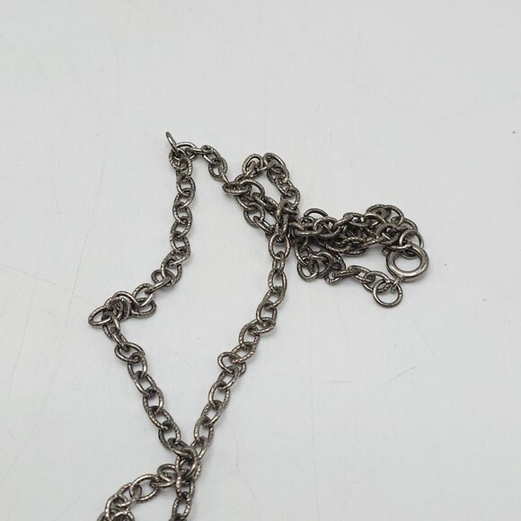 Vintage Turquoise Inlay Resin Silver-Tone Cross Pendant Necklace - Picture 4 of 6